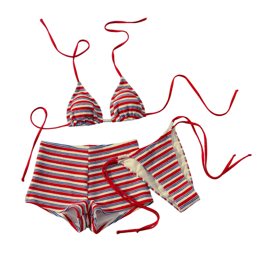 Damen Strand-Bikini-Set mit charmantem Streifenmuster Drune