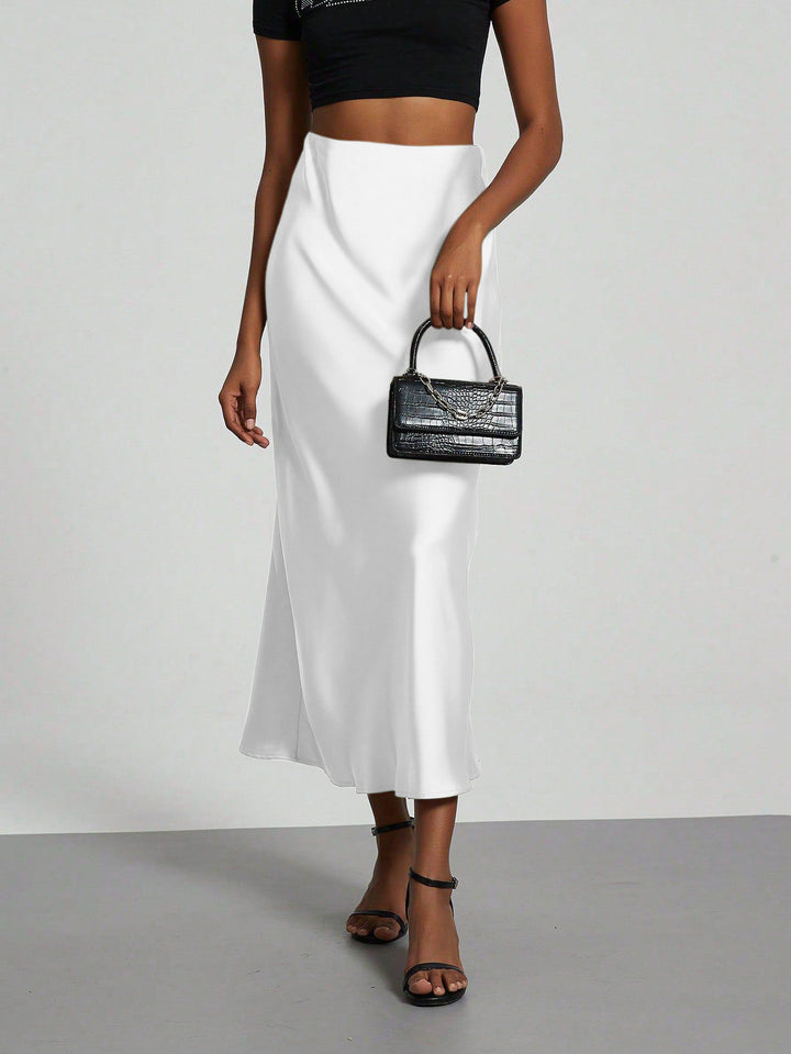 Damen Elegante und fließende Satin Maxiröcke Drune