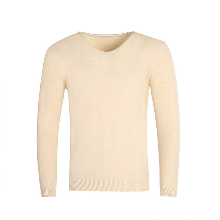 Herren nan feiner V-Ausschnitt-Pullover aus Baumwoll-Merino-Mix mit schmaler Silhouette Drune