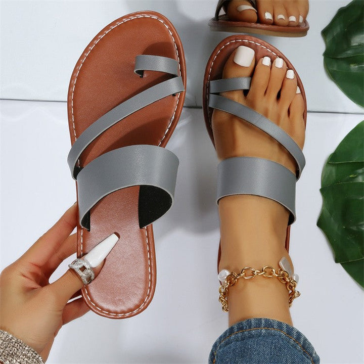 Damen Minimalistische Riemensandalen mit bequemer Sohle Drune