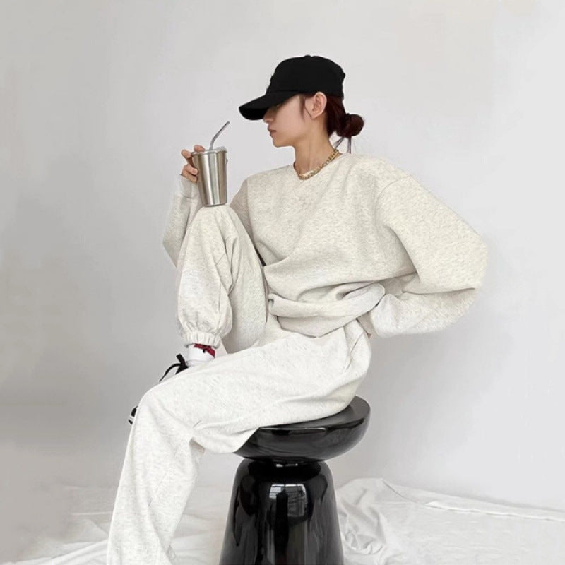 Damen Bequemes Oversized-Sweatshirt und Jogger-Set mit Gummibund und seitlichen Taschen Drune