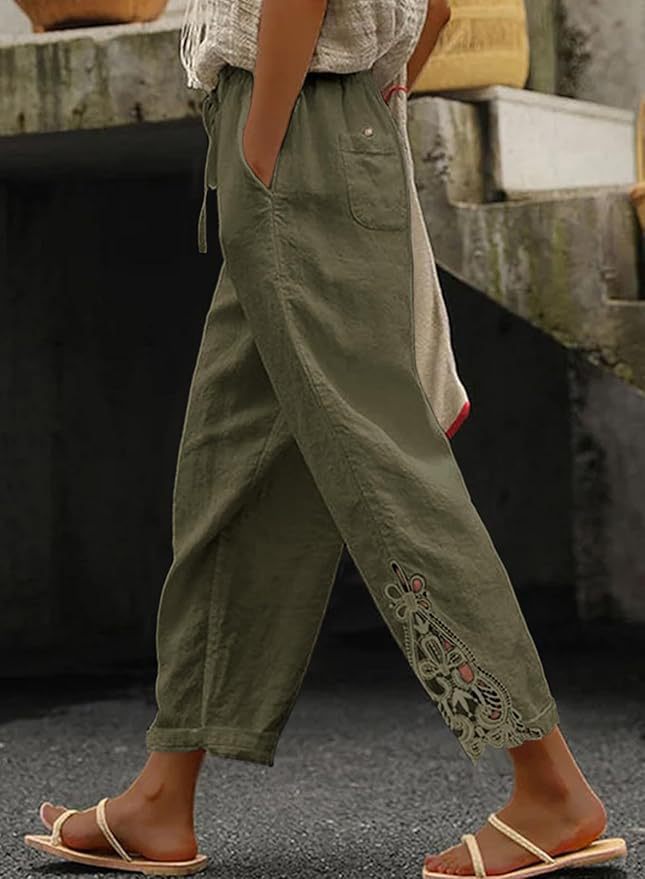 Damen Freizeithose mit aufwendigen Stickereien Drune