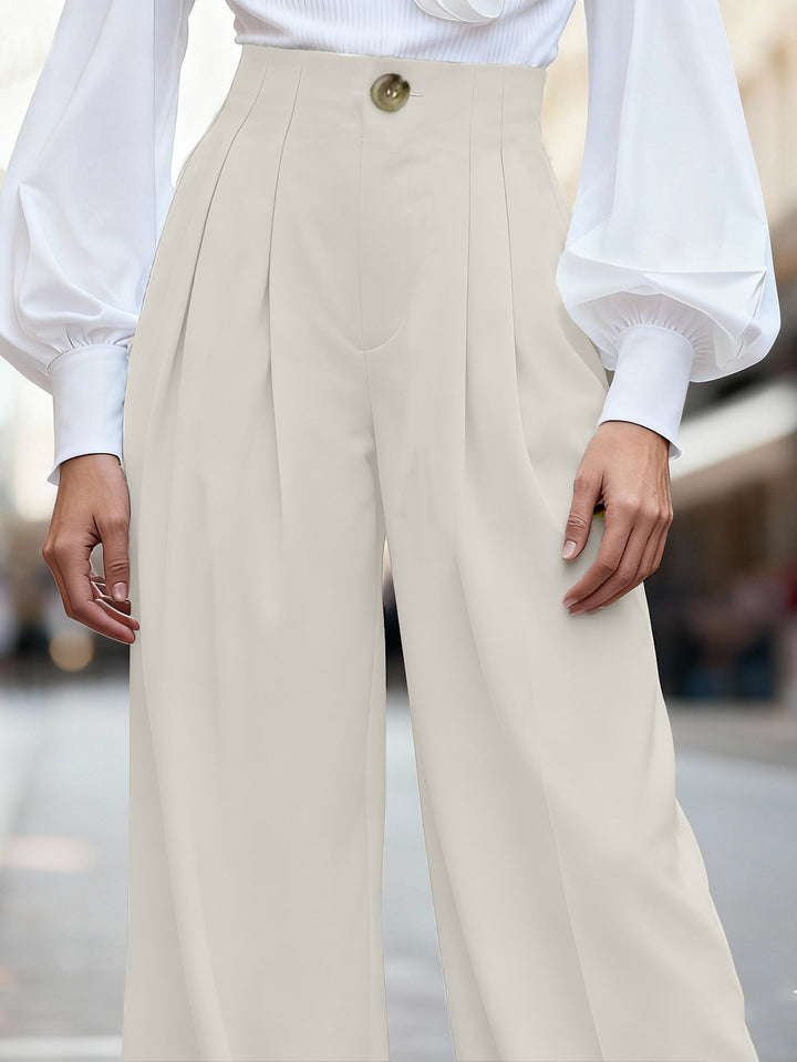Damen Weite Hochtaillierte Hosen mit Faltenwurf Drune