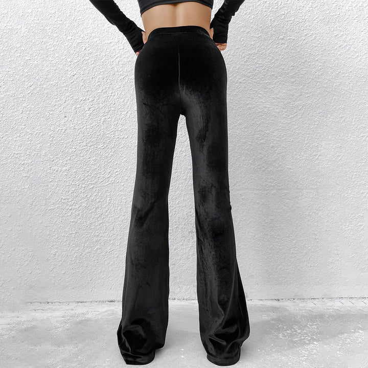 Damen Samt Flared Hose Drune