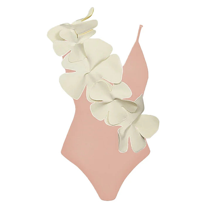 Damen Badeanzug mit kunstvollen 3D Blumenapplikationen Drune