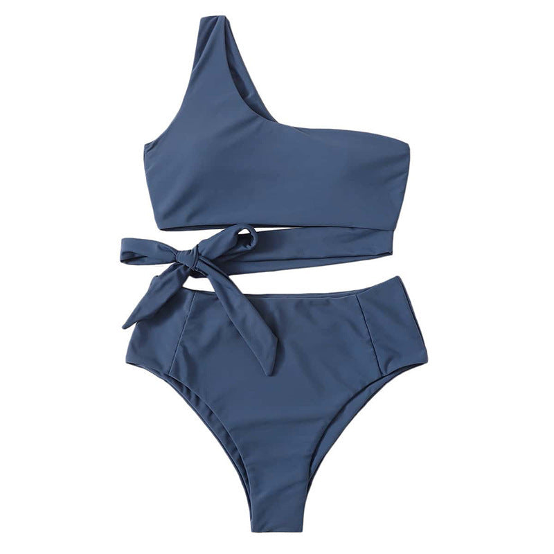 Damen Bikiniset mit asymmetrischem Oberteil und hohem Taillenschnitt Drune