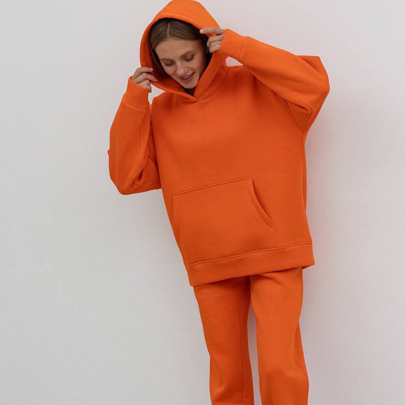 Damen sportliches Fleece-Set mit hohem Kragen Drune
