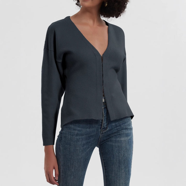 Damen Modischer V-Ausschnitt Cardigan Drune