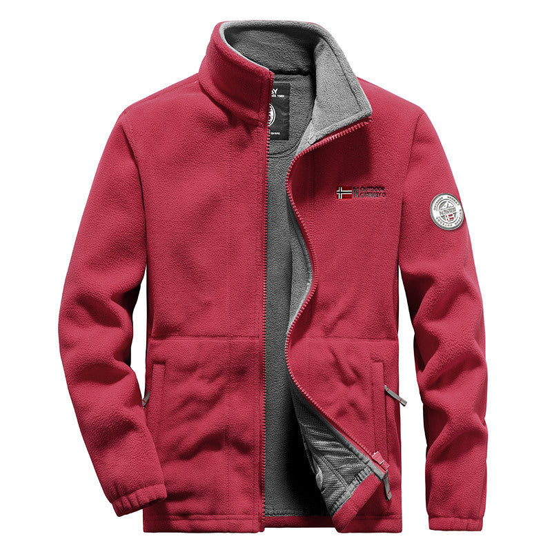 Herren nan hochwertige Microfleece-Outdoorjacke mit Stehkragen, durchgehendem Reißverschluss und isolierendem Fleece-Innenfutter Drune