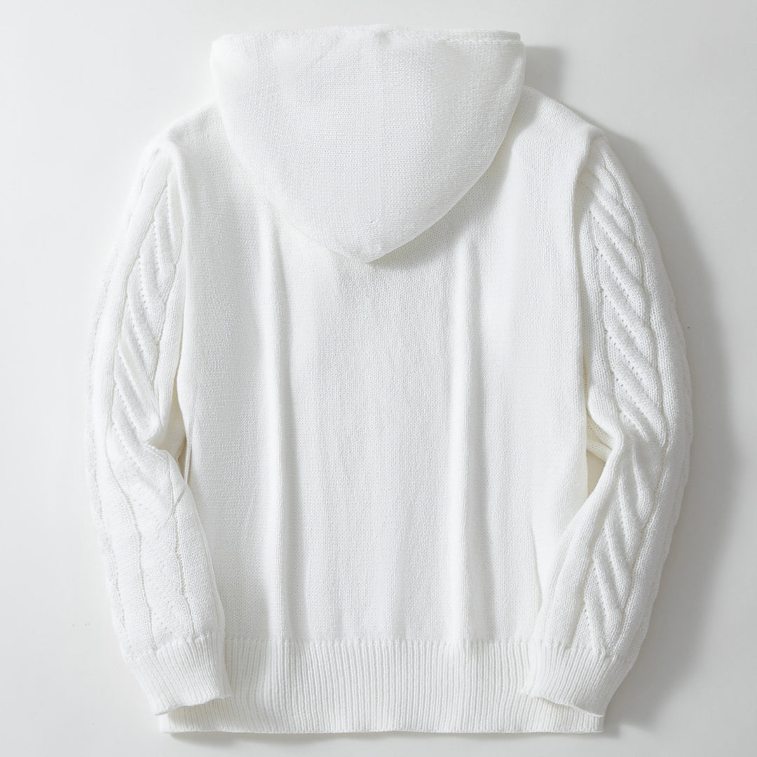 Herren Strickpullover mit Kapuze und strukturiertem Zopfmuster Drune