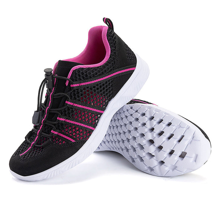 Damen nan atmungsaktiver Netzstoff-Sneaker mit Kordelzugverschluss, ultraleichter EVA-Flexsohle und gepolstertem Fersenkragen Drune