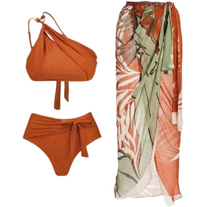 Damen Bikini-Set mit asymmetrischem Oberteil und elegantem Wickelrock Drune