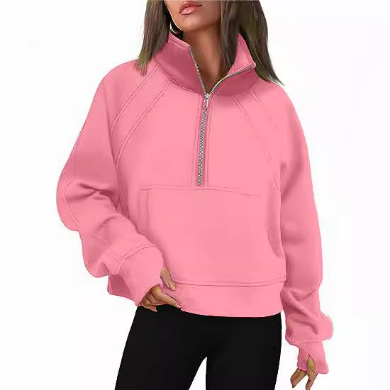 Damen Oversized Sweatshirt mit hohem Kragen Drune
