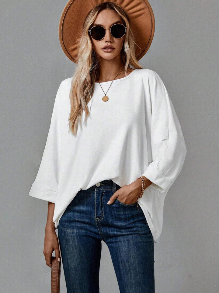 Damen lässiges Oversized T-Shirt mit weitem Schnitt und stylischem Rundhalsausschnitt Drune
