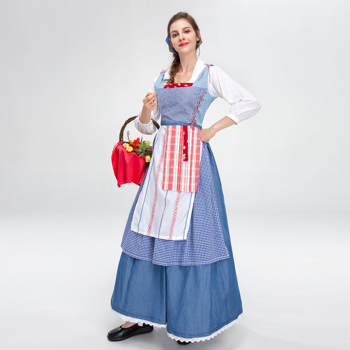 Damen nan ländliches Trachtenkleid mit Latzmieder und mehrlagiger Schürze Drune