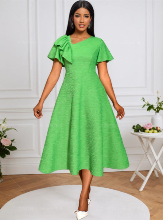 Damen elegantes Midikleid mit Rüschen-Details Drune