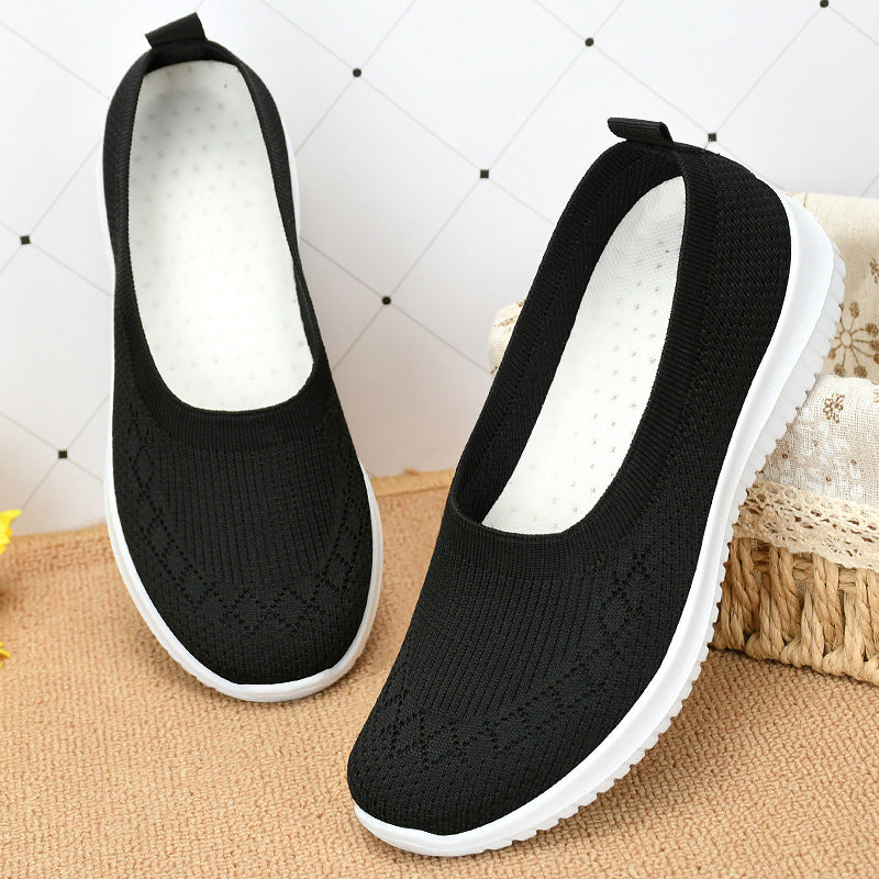 Damen nan nahtloser Strick-Ballerina-Slip mit sockenähnlichem Schaft, elastischem Einstieg und dämpfender Leichtlaufsohle Drune
