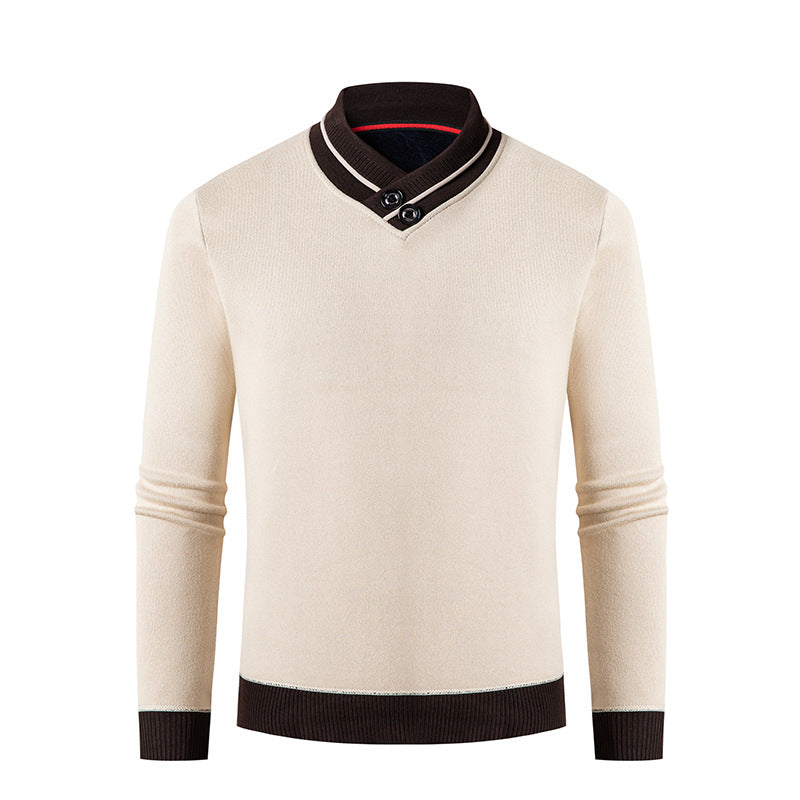 Herren eleganter V-Ausschnitt Pullover mit modischem Kragen Drune