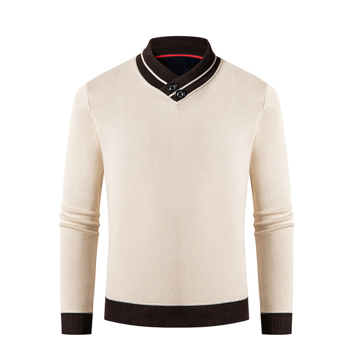 Herren eleganter V-Ausschnitt Pullover mit modischem Kragen Drune