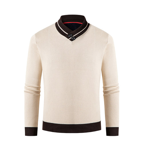 Herren eleganter V-Ausschnitt Pullover mit modischem Kragen Drune