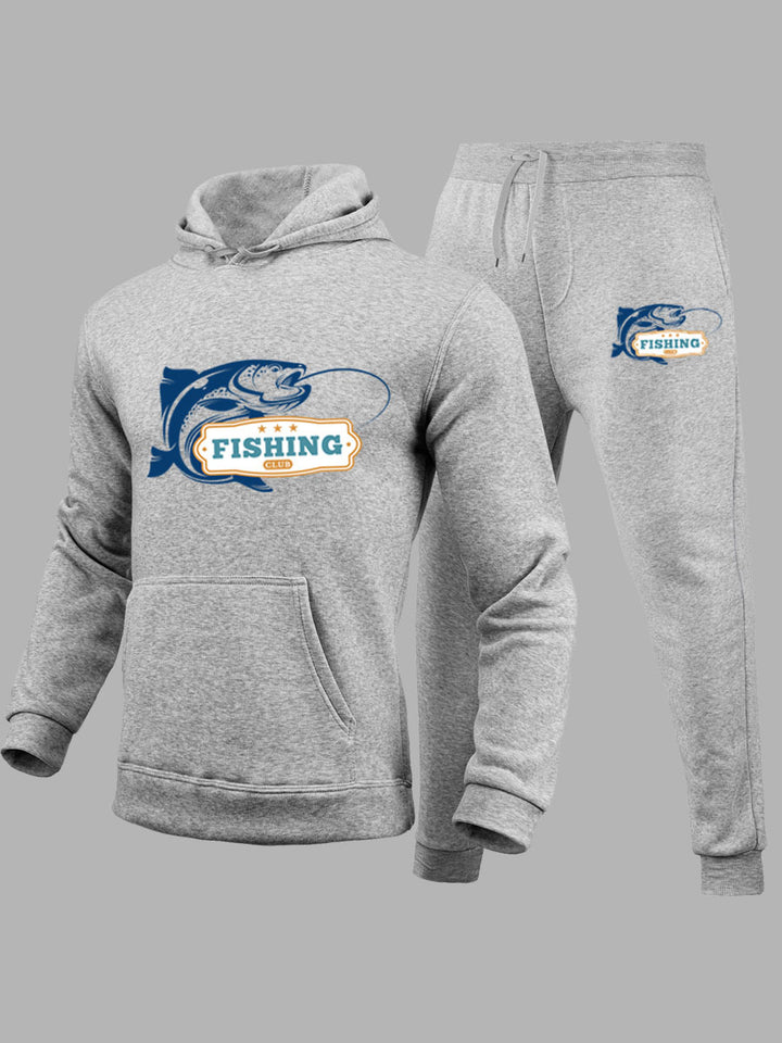 Damen Sweatshirt- und Jogginghose Set mit angedeutetem Fischmotiv Drune