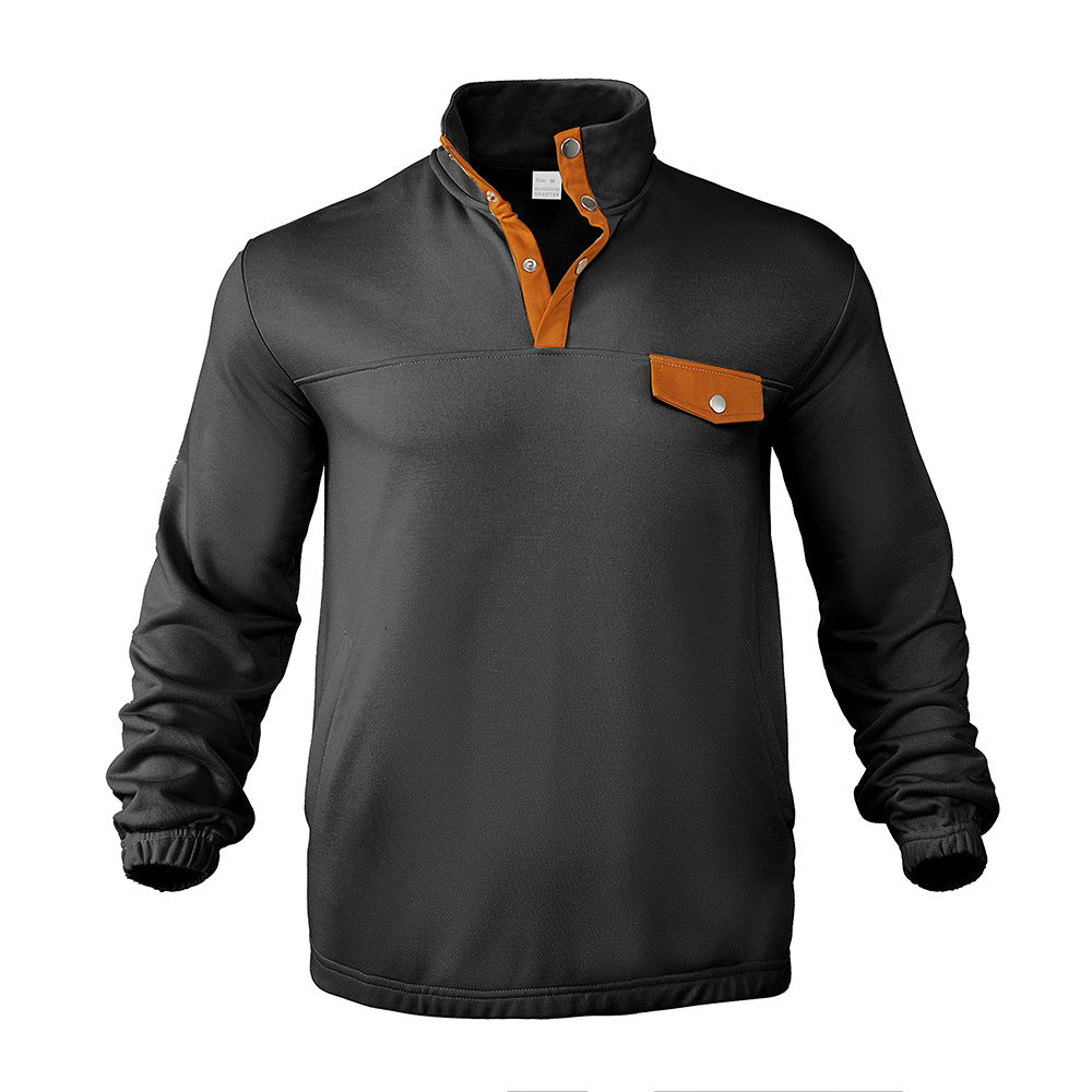 Herren modisches Sweatshirt mit Kragen und Lederdetails Drune