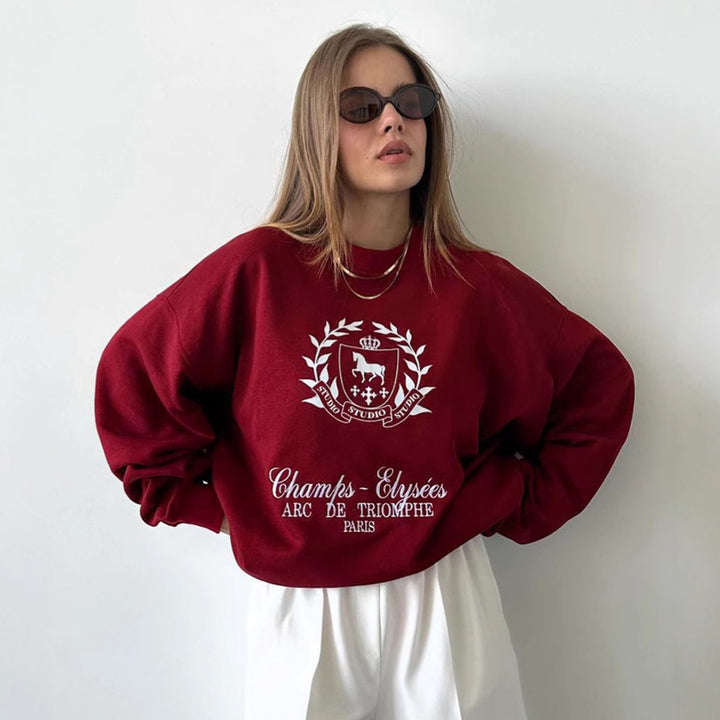 Damen Oversized Sweatshirt mit grafischem Print und weichem Futter Drune