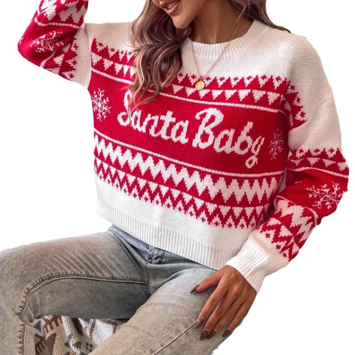 Damen Weihnachtspullover mit festlichem Motiv und strukturierter Oberfläche Drune