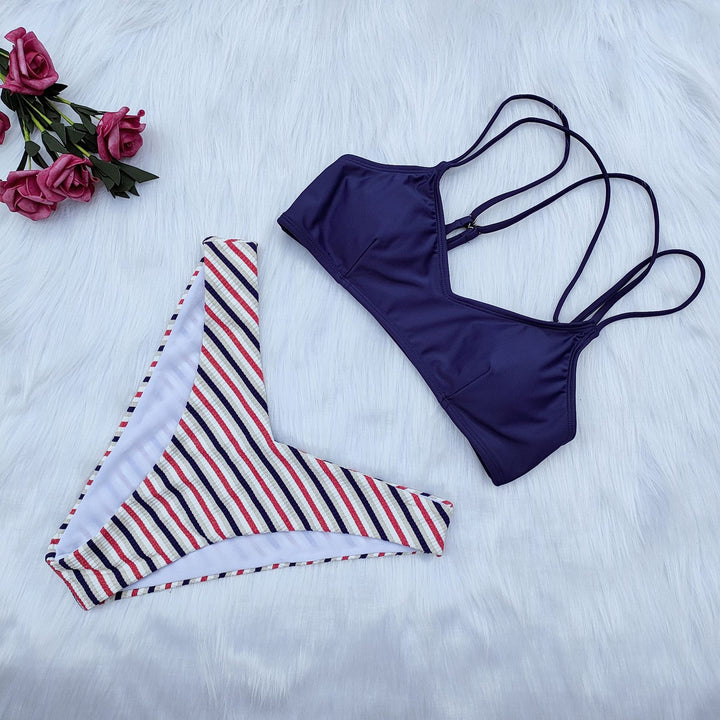 Damen Triangel-Bikini mit mehrfachen Trägern Drune