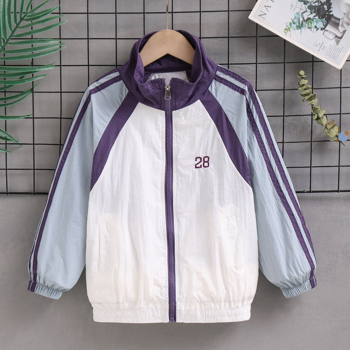 Damen nan sportlicher Retro Windbreaker mit Stehkragen und Raglanärmeln Drune