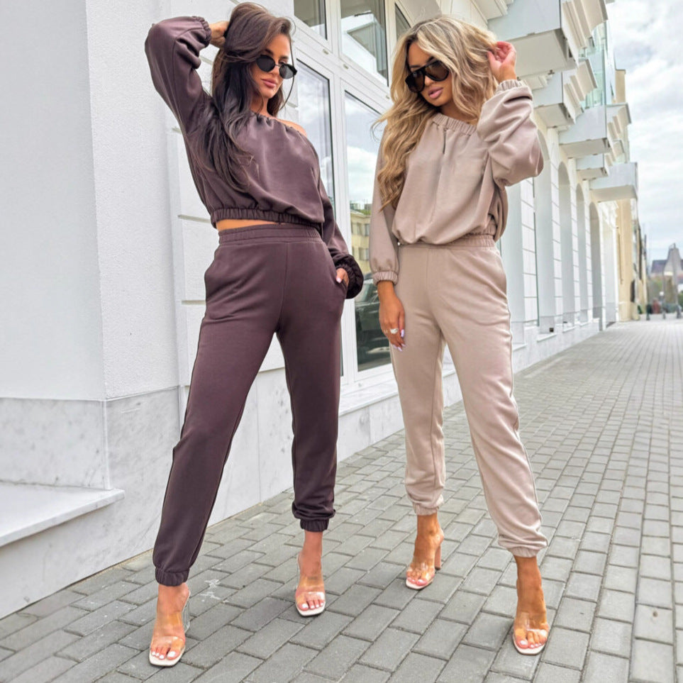 Damen Off-Shoulder Freizeitanzug Drune