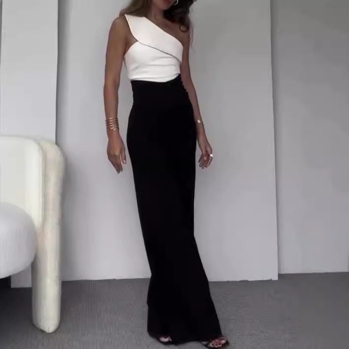 Damen Eleganter Jumpsuit mit asymmetrischem Ausschnitt und weitem Bein Drune