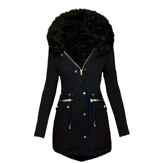 Damen winterliche Parka mit abnehmbarem Pelzkragen Drune