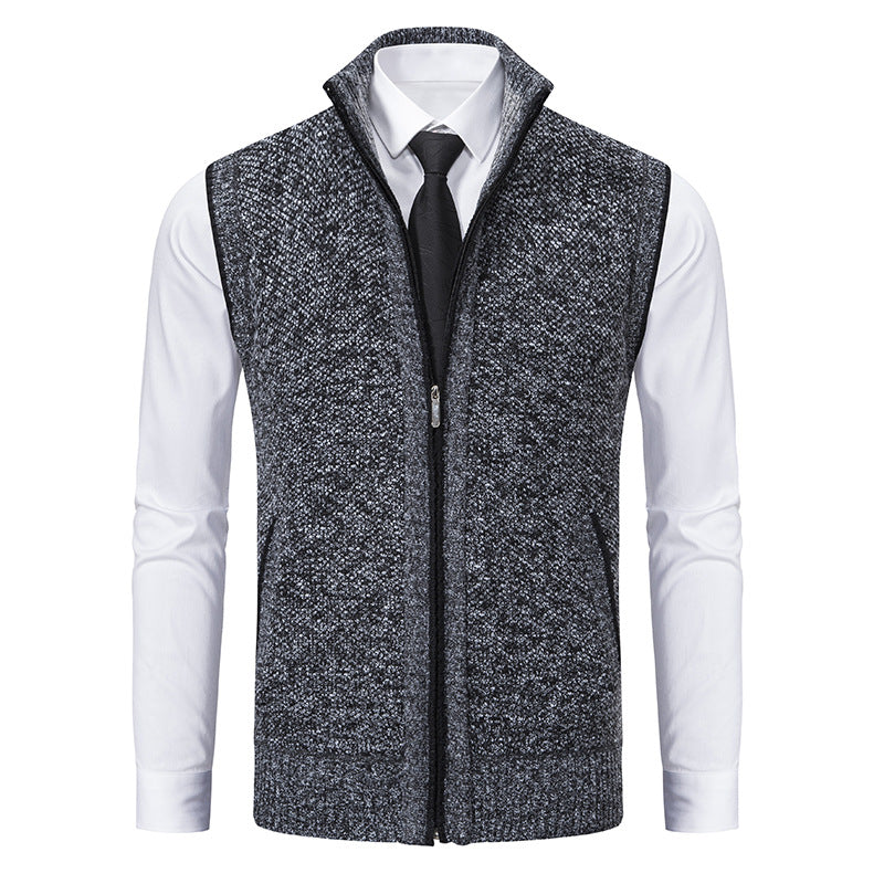 Herren nan elegante Strickweste mit Stehkragen und verdecktem Reißverschluss Drune