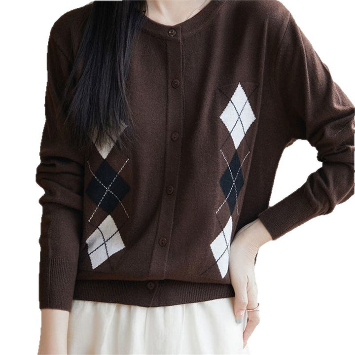 Damen Strickjacke mit Rautenmuster Drune