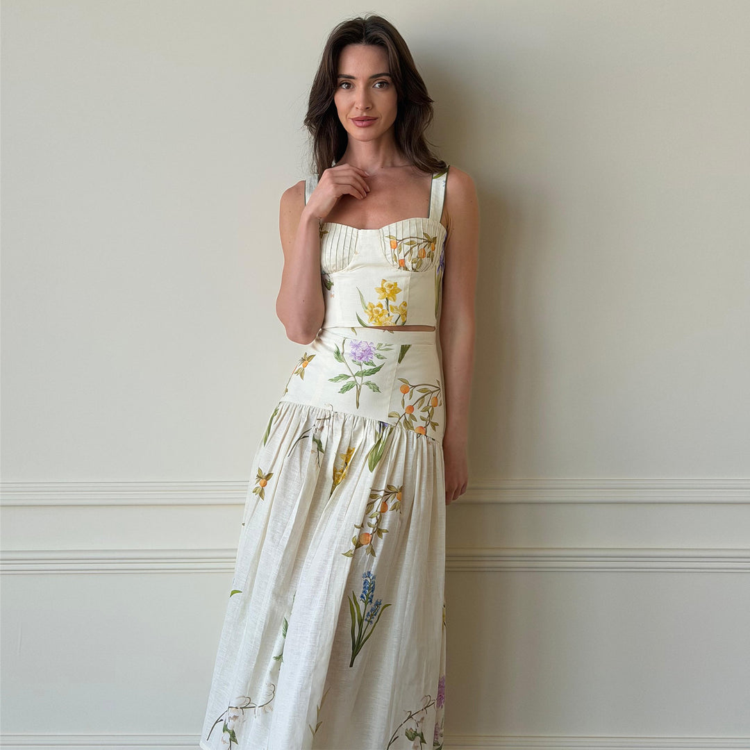 Damen Zweiteiliges Set mit floralen Details und raffiniertem Schnitt Drune