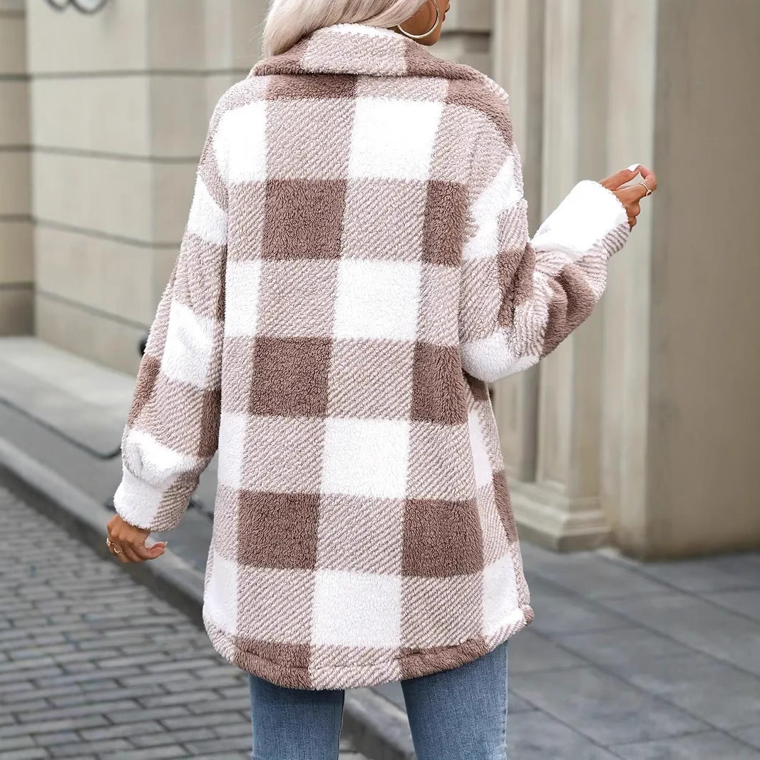 Damen Oversized Karofleecejacke Drune