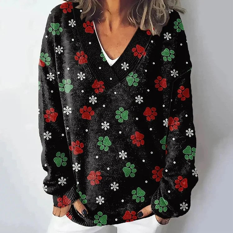 Damen Strickpullover mit kunstvollem Landschaftsmuster Drune