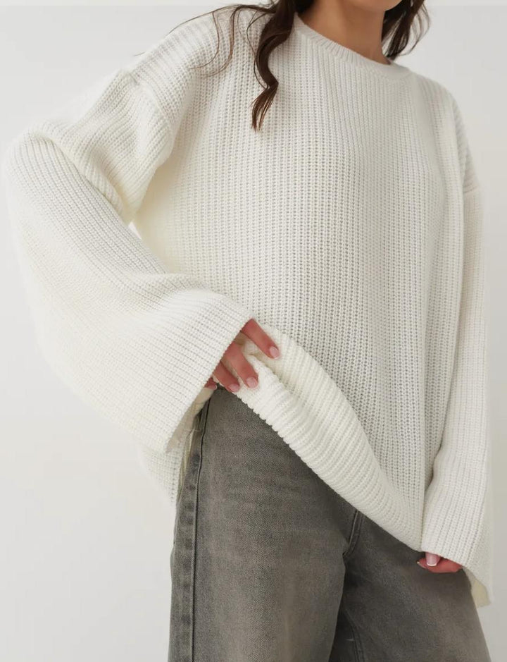 Damen Oversized Strickpullover mit modernen Schnittlinien Drune