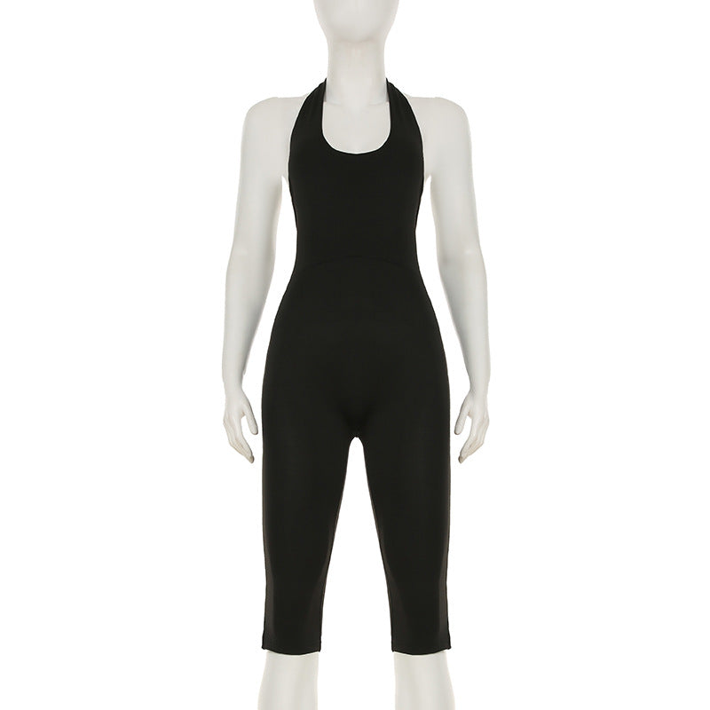Damen körperbetonter Jumpsuit mit tiefem Rückenausschnitt und reinem Design Drune
