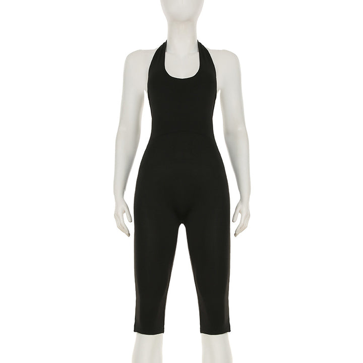 Damen körperbetonter Jumpsuit mit tiefem Rückenausschnitt und reinem Design Drune
