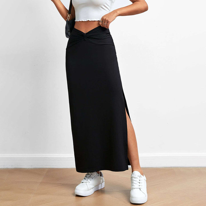 Damen Maxirock mit seitlichem Schlitz und modischem Knotendetail Drune