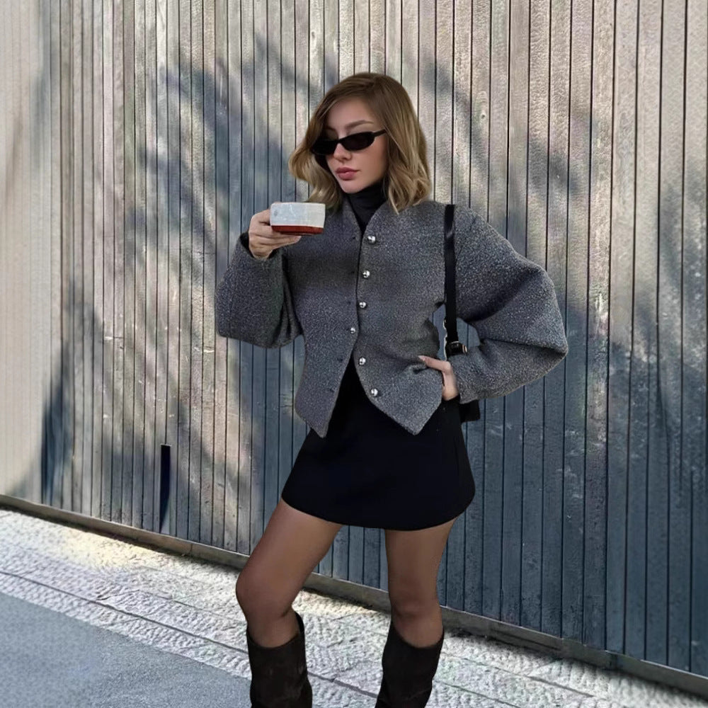 Damen Chice Überwurfjacke mit strukturiertem Design und eleganten Knöpfen Drune