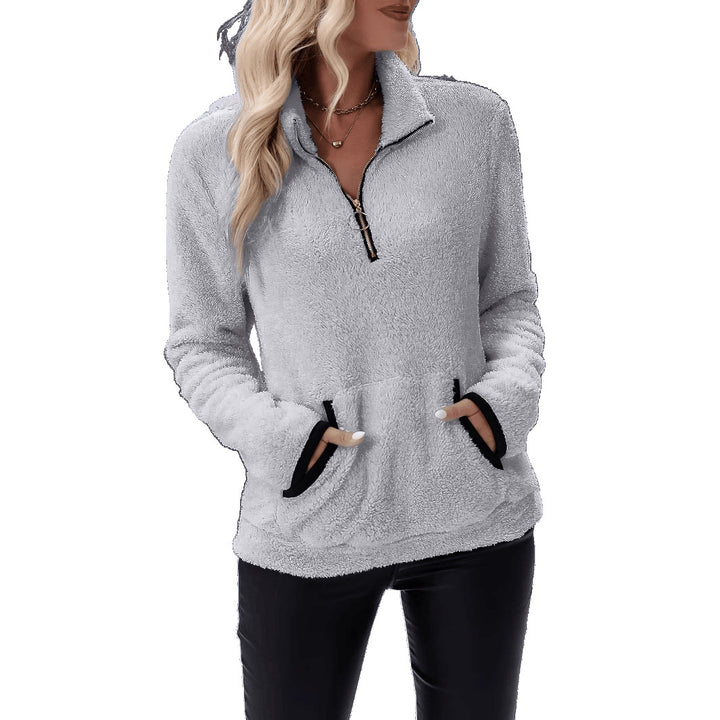 Damen Hochwertiger Fleece-Pullover mit Stehkragen und Reißverschluss Drune