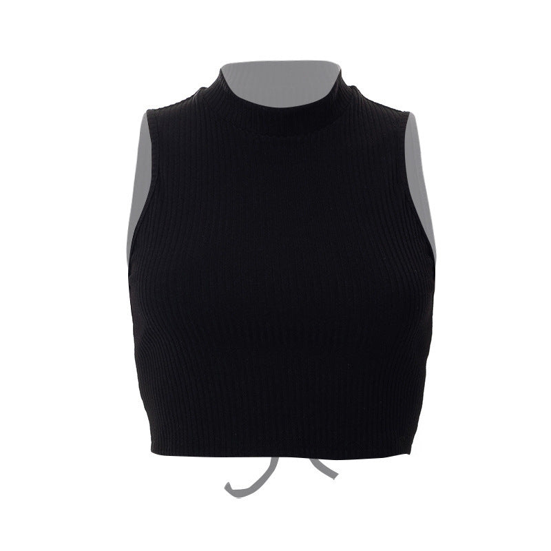 Damen Hochgeschlossenes Crop-Top aus Rippstrick Drune