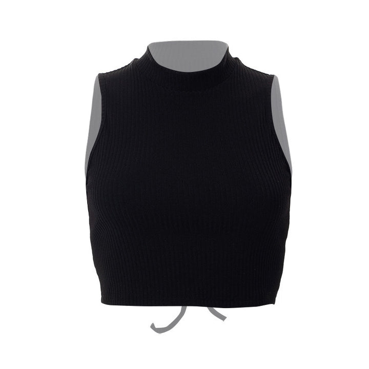 Damen Hochgeschlossenes Crop-Top aus Rippstrick Drune