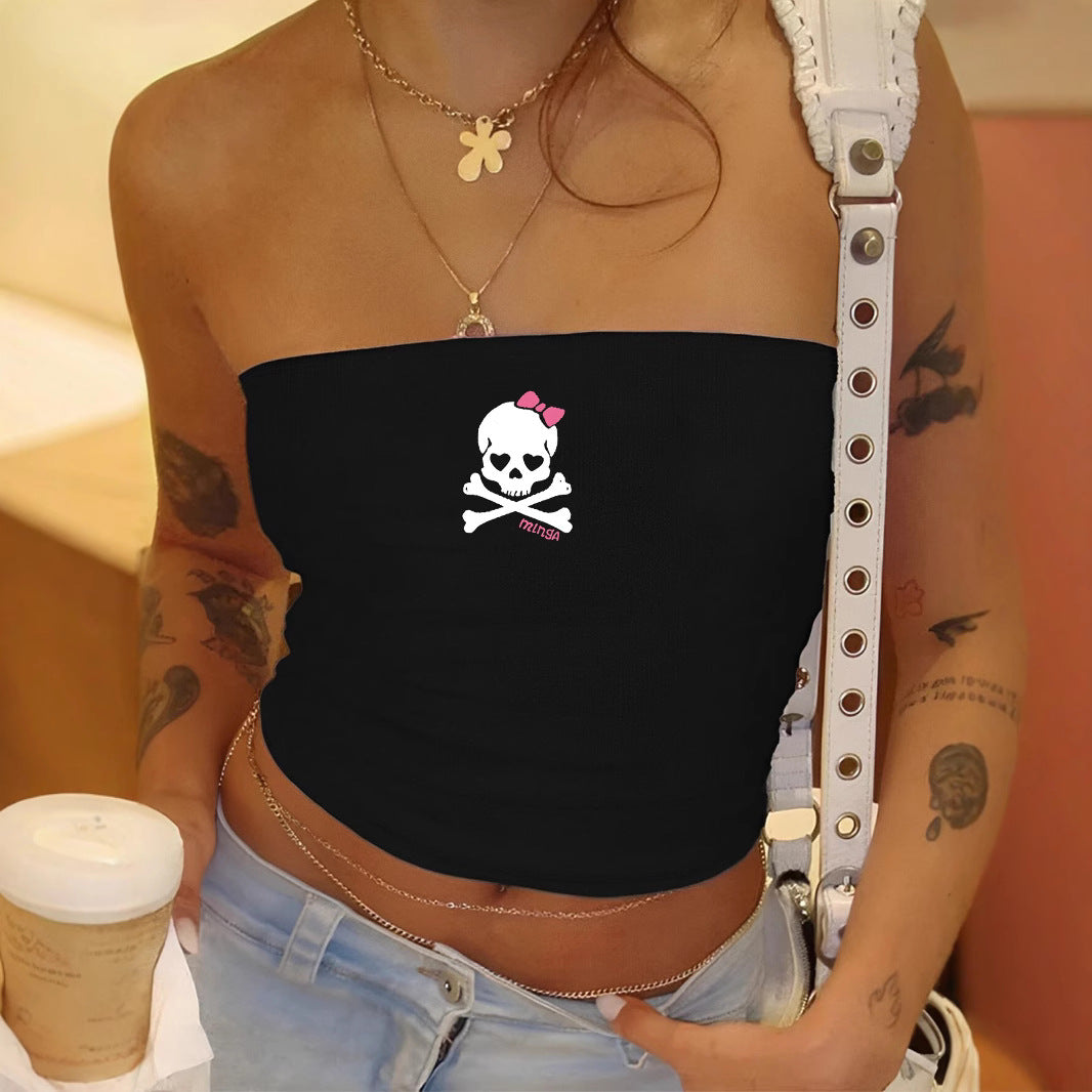 Damen Bandeau-Top mit verspieltem Karomuster und dekorativem Schleifenakzent Drune