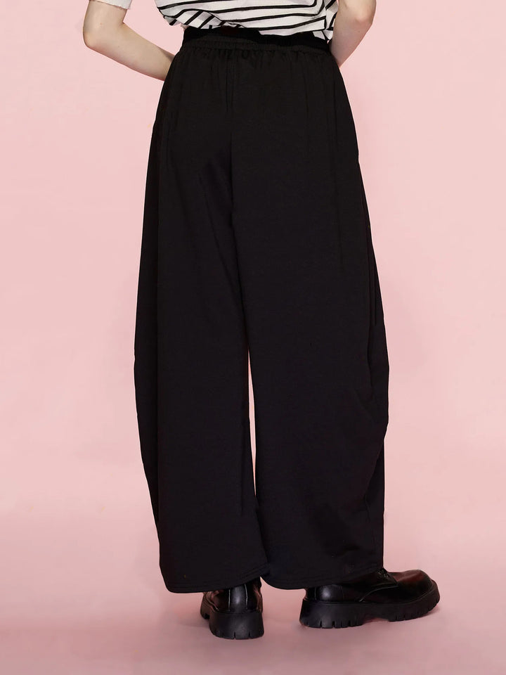 Damen weite Palazzo-Hose mit elastischem Bund und Falten Drune