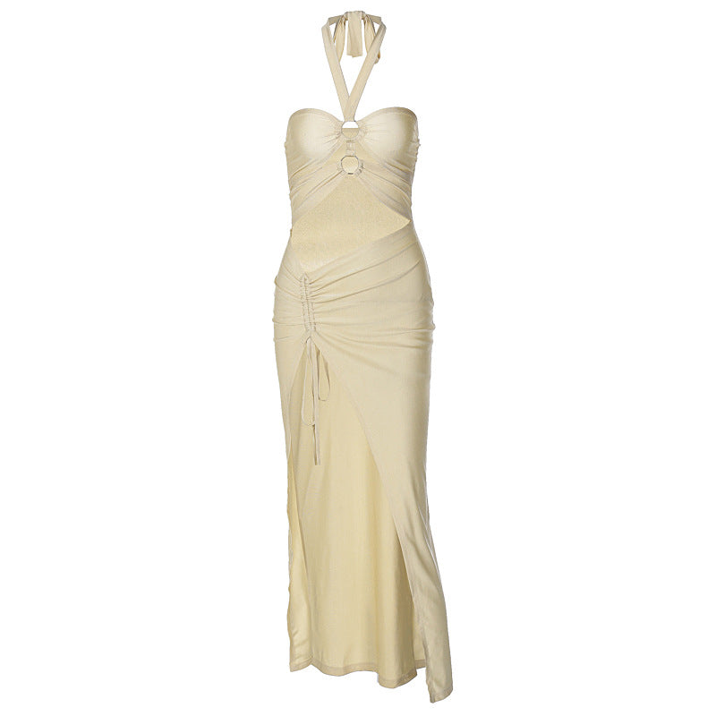 Damen elegantes Maxikleid mit Halterneck und raffiniertem Design Drune