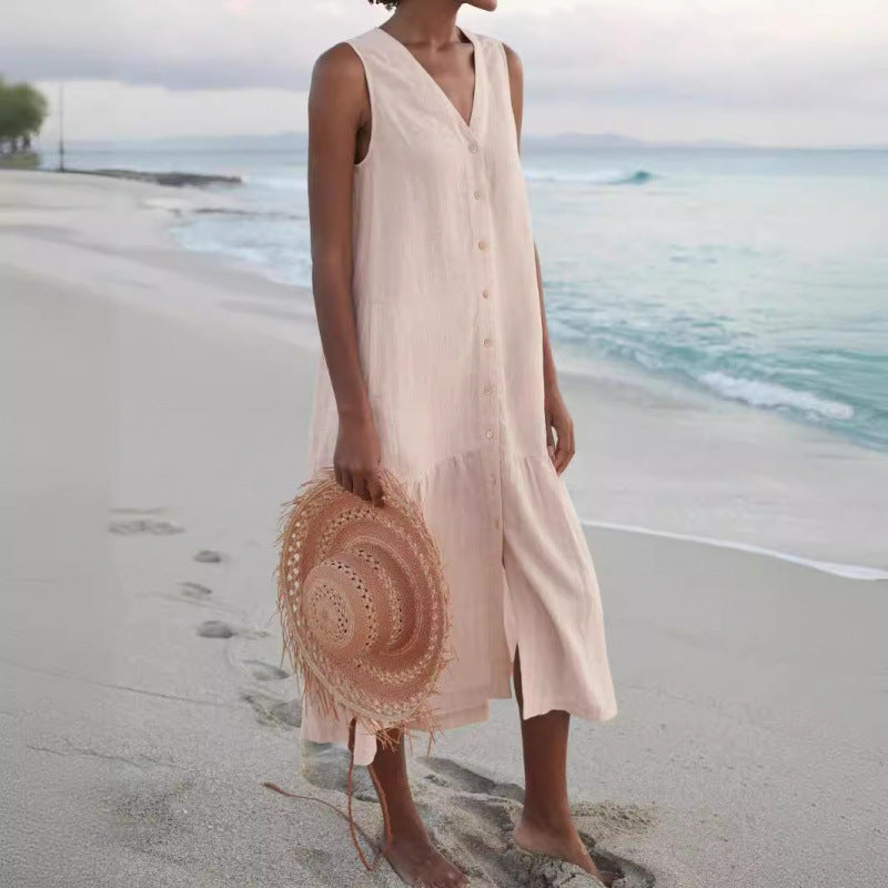 Damen Sommerliches Leinenkleid Drune